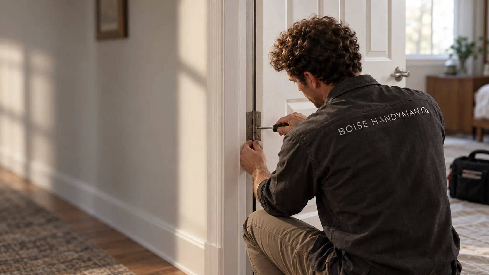 Careful adjustment of an interior door hinge